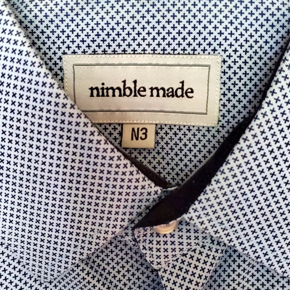 nimble made dress shirts Men's Slim Fit White Patterned Button Down Dress Shirt Size N5